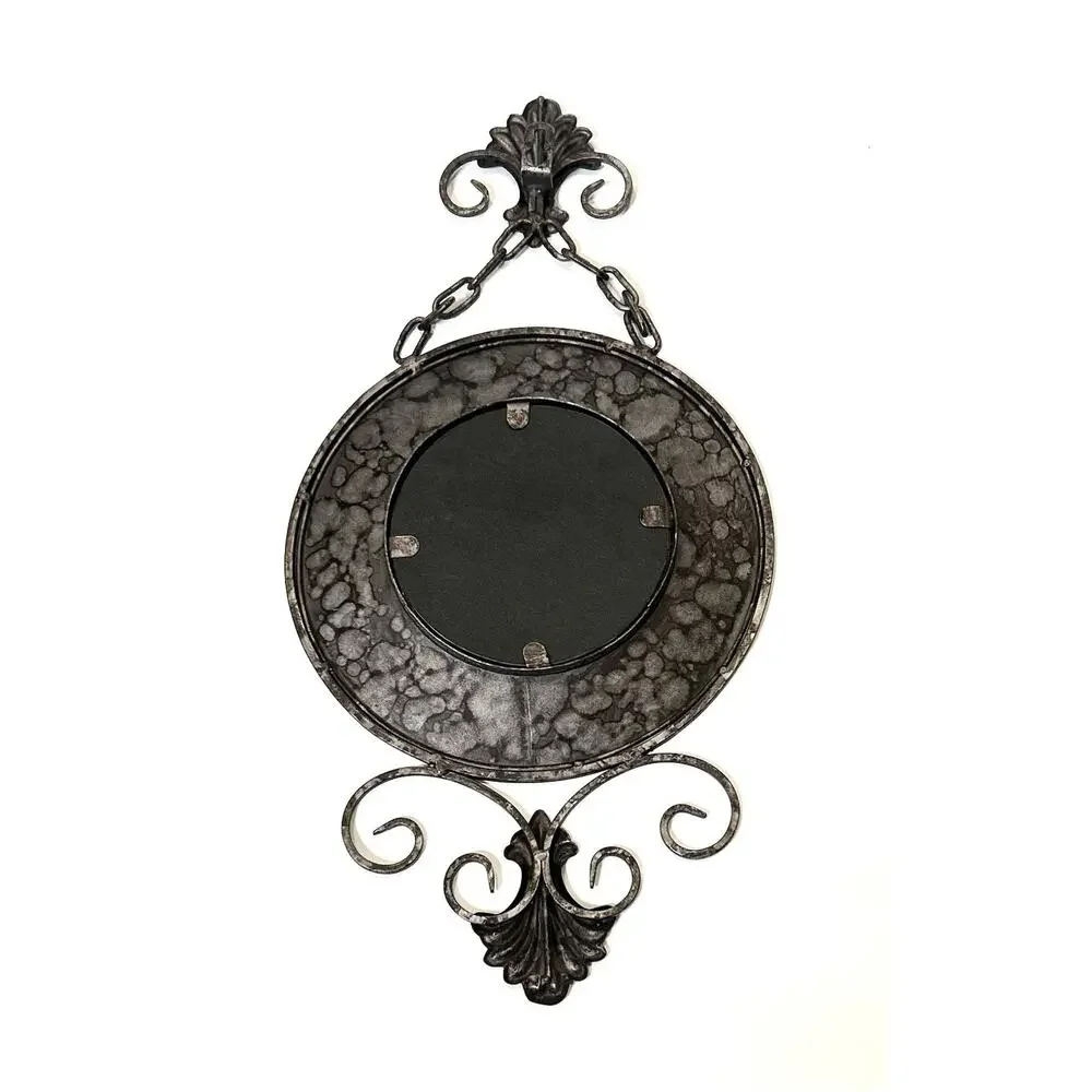 Metal Wall Mirror Round Brown Chain Dropping Home Decor MCM Set of 2
